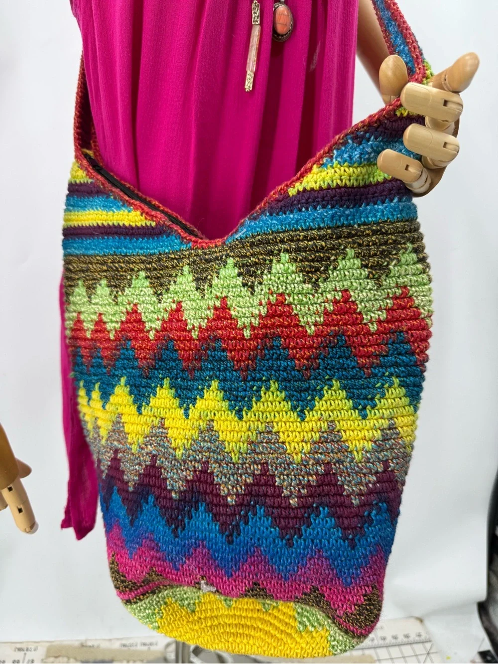 BAMBOO threads Bohemian Multicolor Handcrafted Cotton Knit Crossbody bag